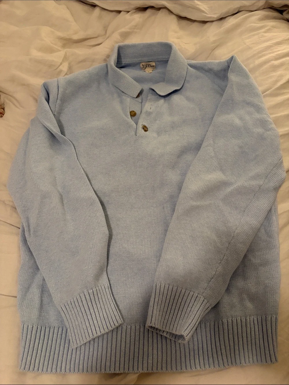J. Crew Light Blue Knit Polo Crewneck Sweater